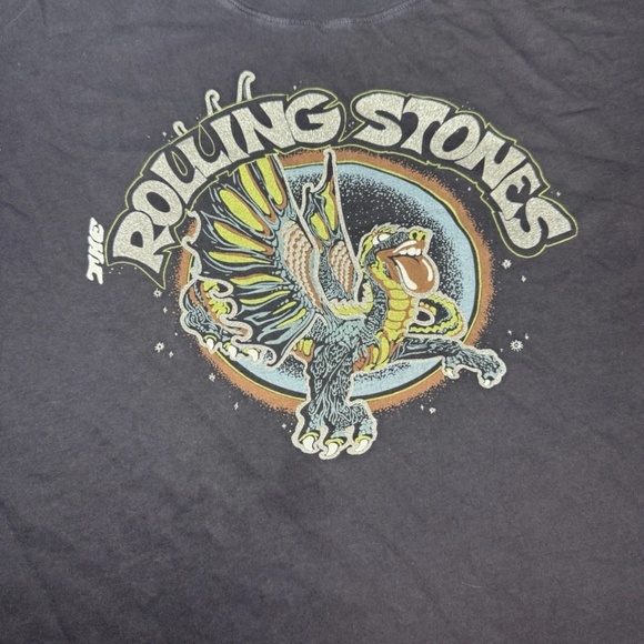 American Eagle Rolling Stones Blue Short Sleeve Shirt Dragon MEDIUM - Picture 2 of 4